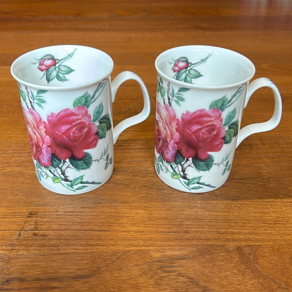 Roy Kirkham English Rose Fine Bone China Tall Tea Cups